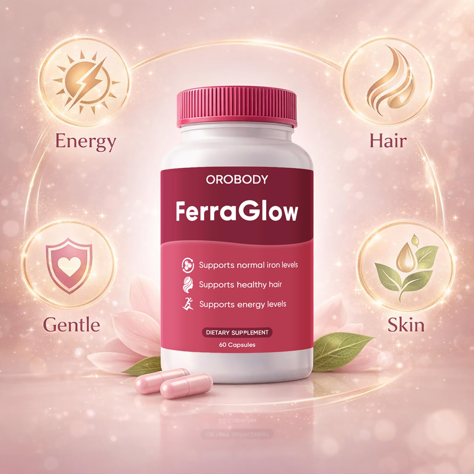 FERRAGLOW Daily Iron Supplement side view with label