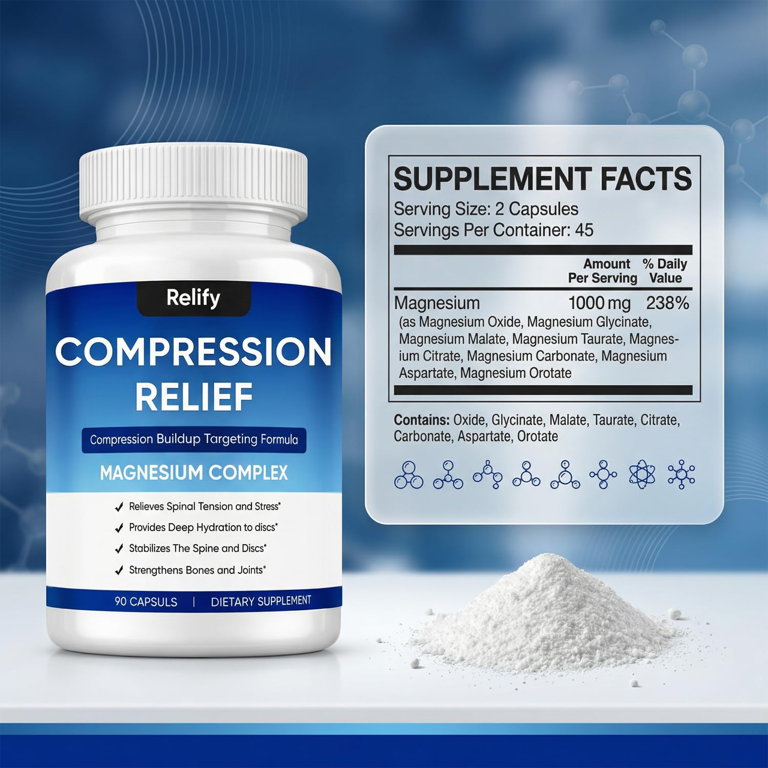 FERRAGLOW Mentara Compression Relief magnesium supplement bottle side view