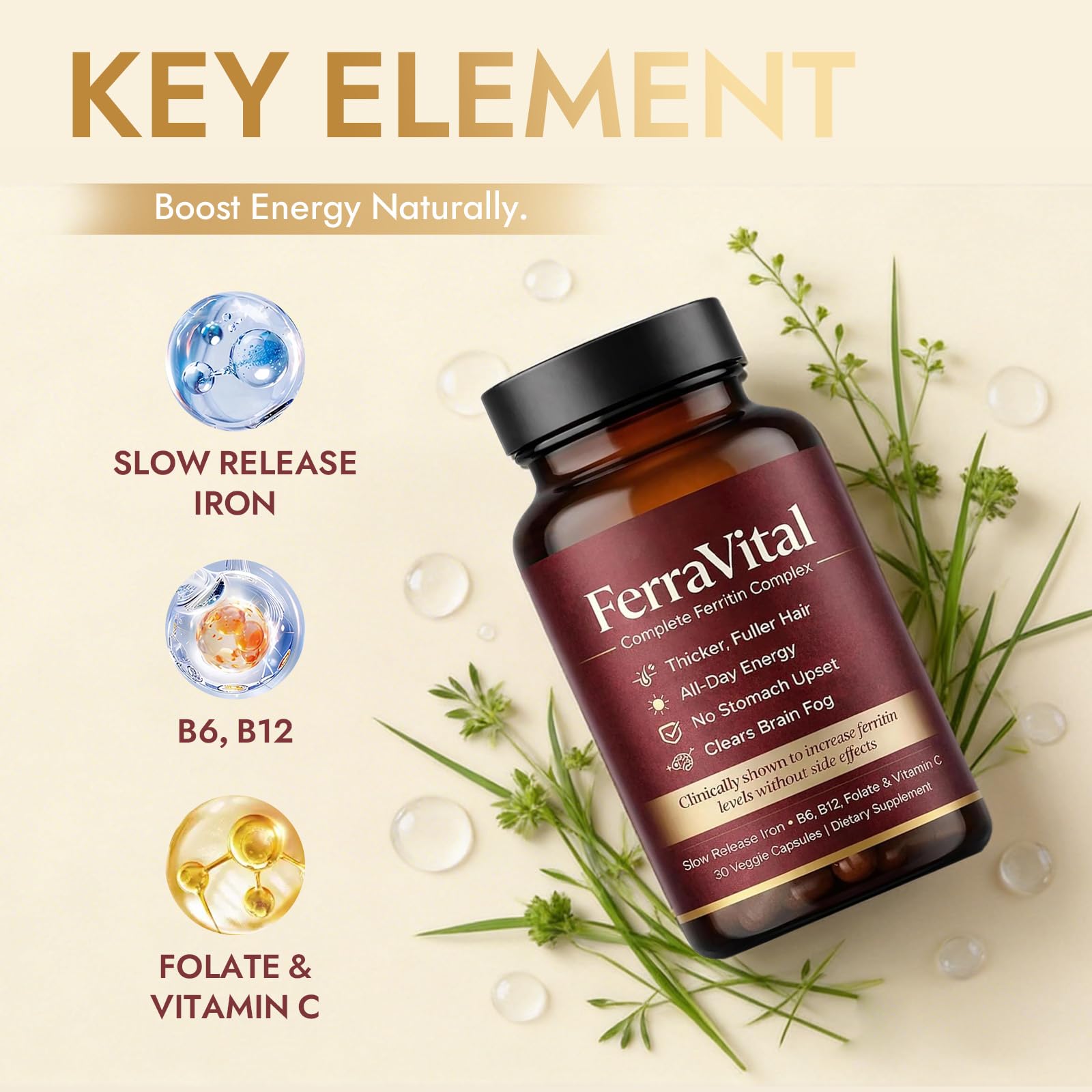 FerraVital Iron Supplement bottle with label