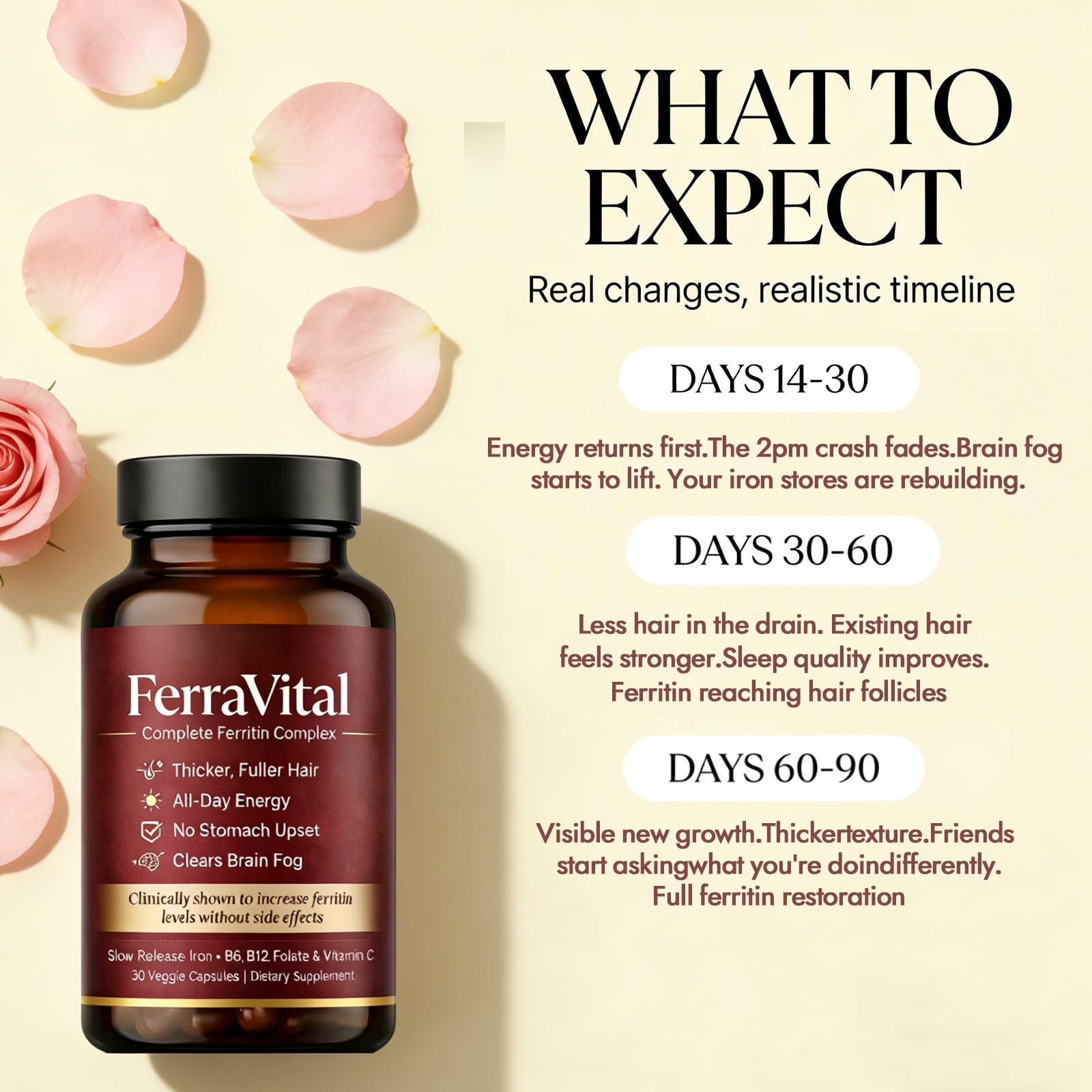 FerraVital Iron Supplement capsules on a wooden table