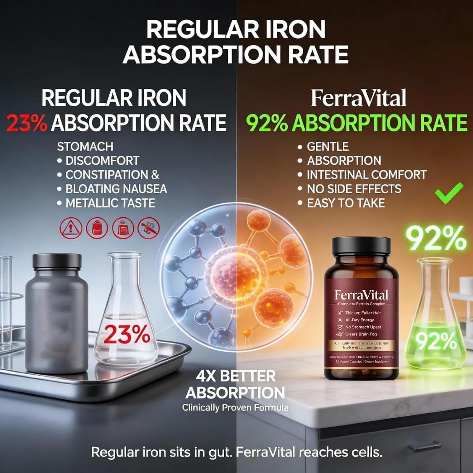 FerraVital Iron Supplement displayed with lifestyle items
