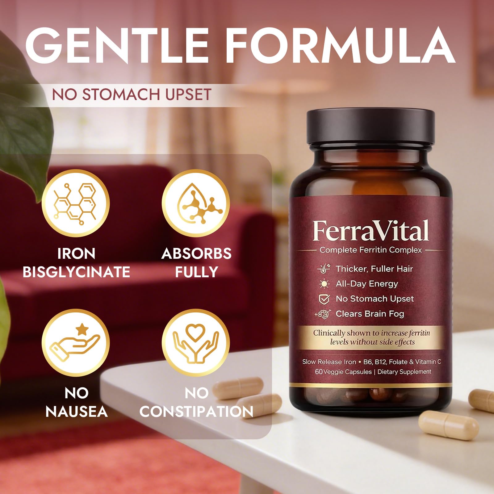 FerraVital Iron Supplement on a wooden table