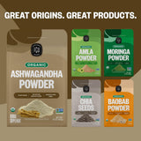 FGO Organic Ashwagandha Root Powder 16oz bag on a kitchen counter
