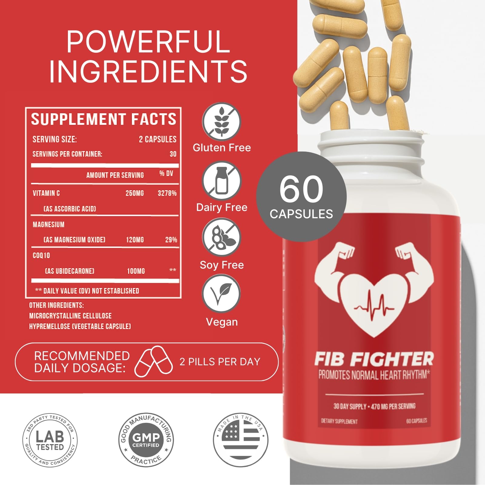 Fib Fighter CoQ10 Supplement with a measuring spoon