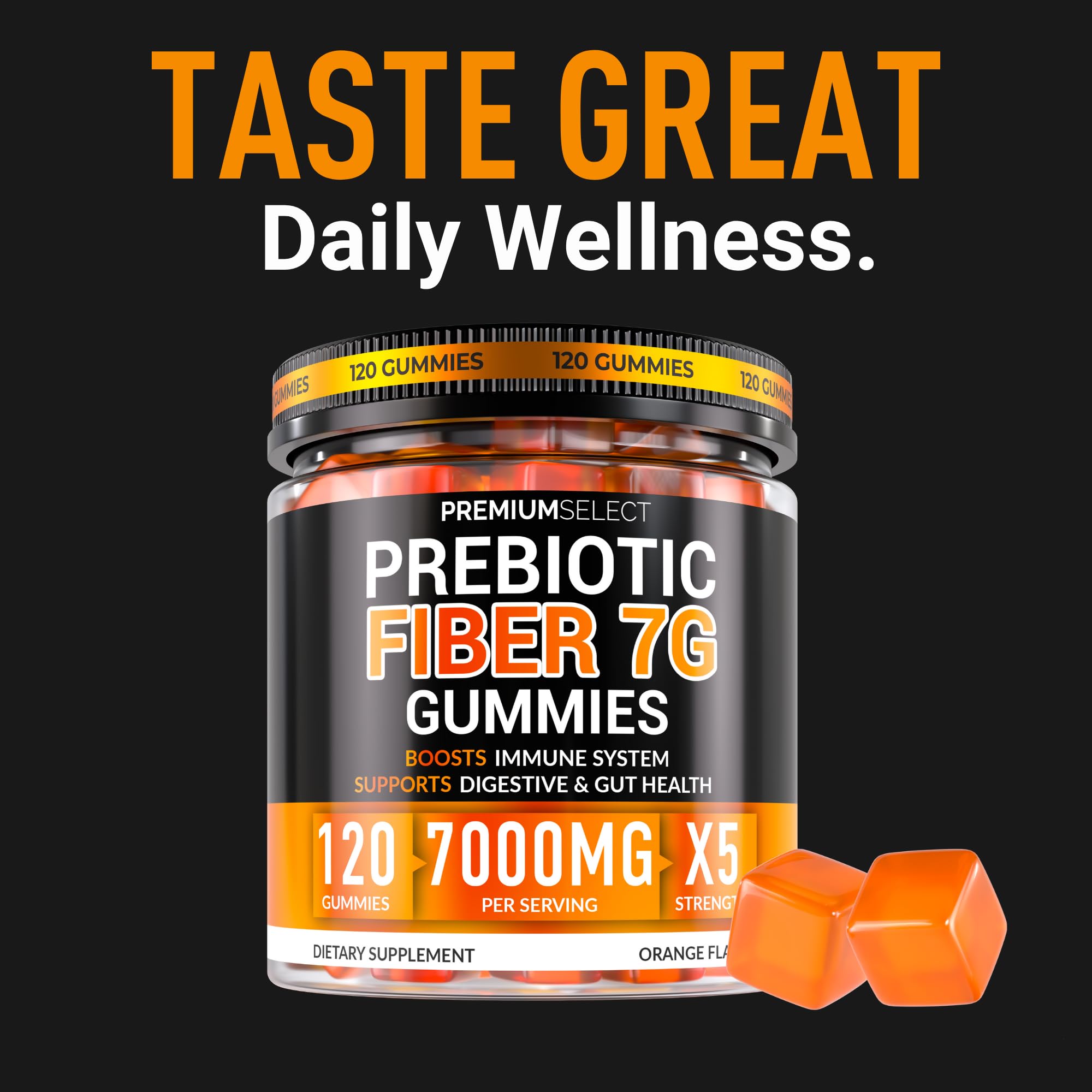 Fiber gummies bottle with cap open showing gummies