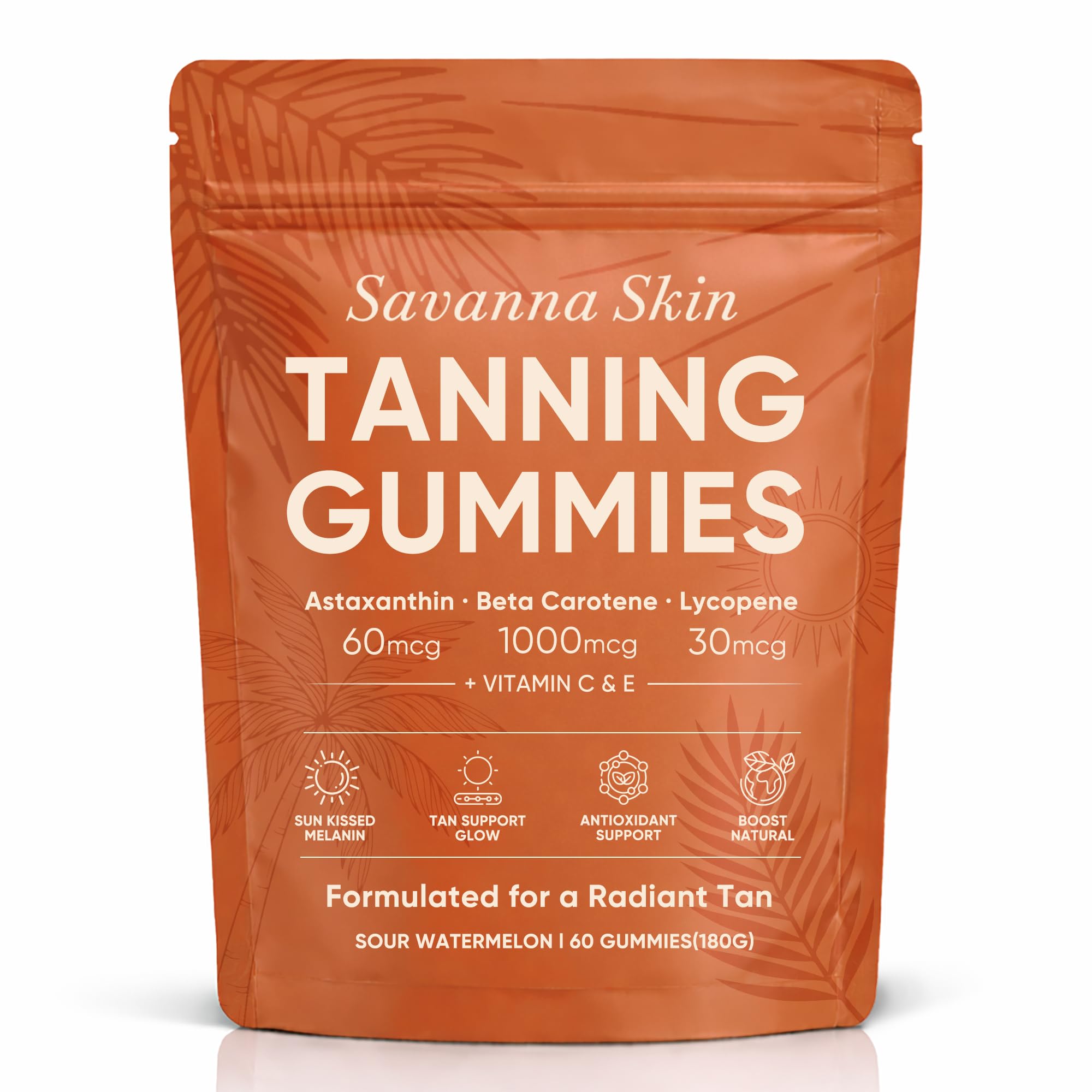 Fibosara Savanna Skin Tanning Gummies packaging front view