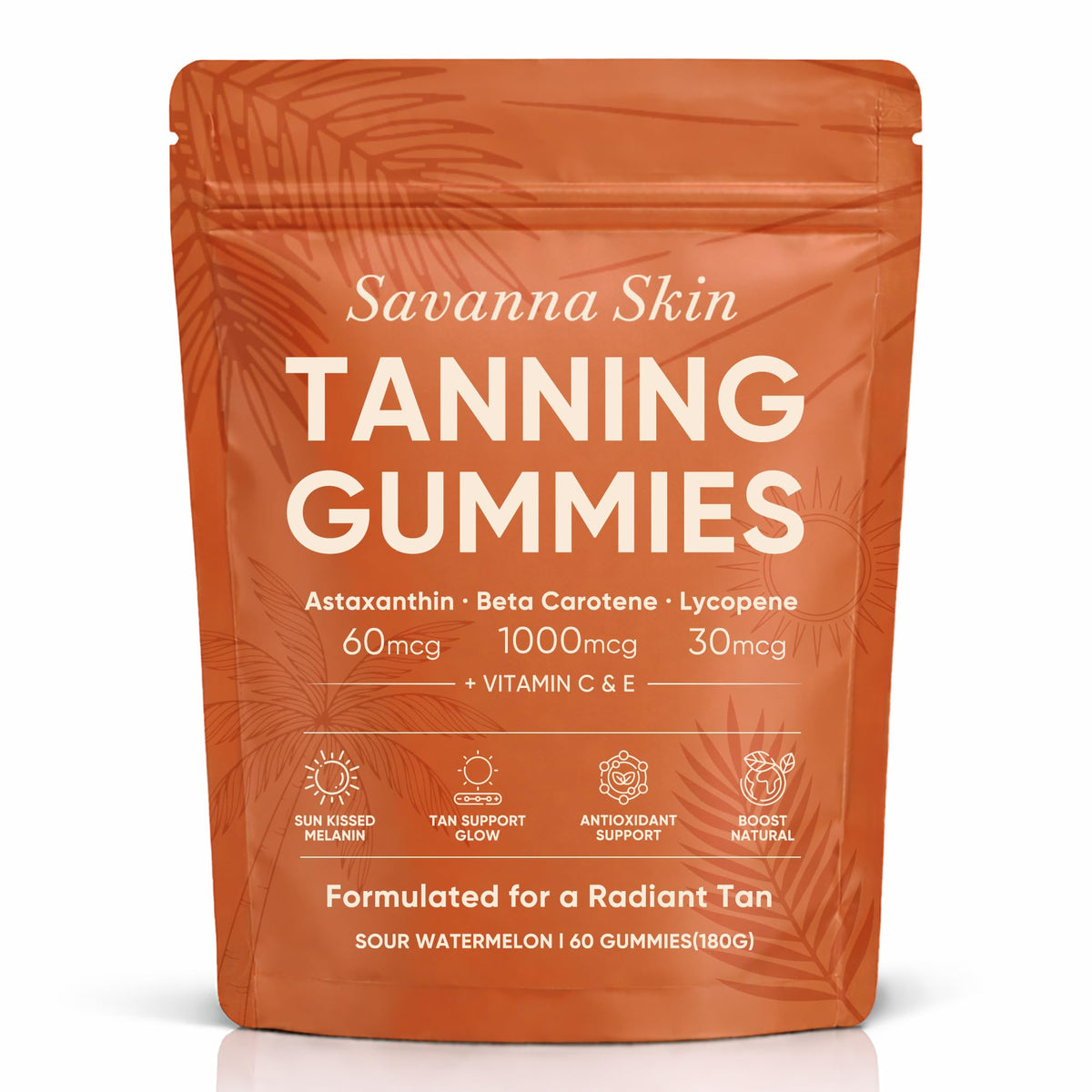 Fibosara Savanna Skin Tanning Gummies packaging front view