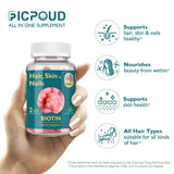 Ficpoud Biotin Gummies side view showing bottle dimensions