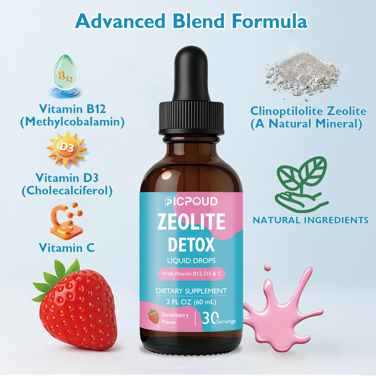Ficpoud Zeolite Drops 30ml on kitchen counter