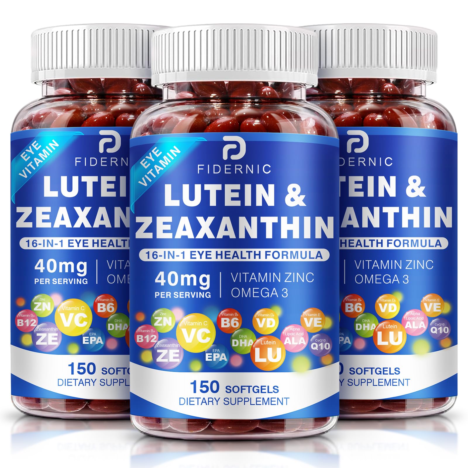 FIDERNIC Lutein & Zeaxanthin softgels front view