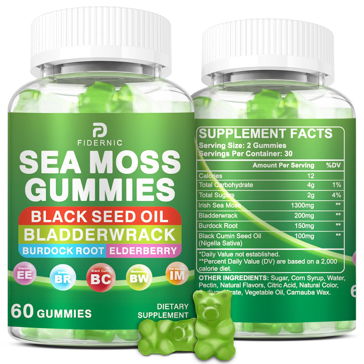 FIDERNIC Sea Moss Gummies front view packaging