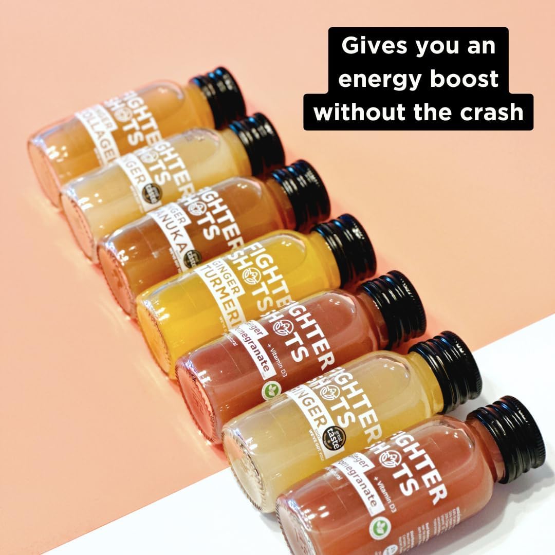 Fighter Shots Ginger Shots packaging with nutritional information