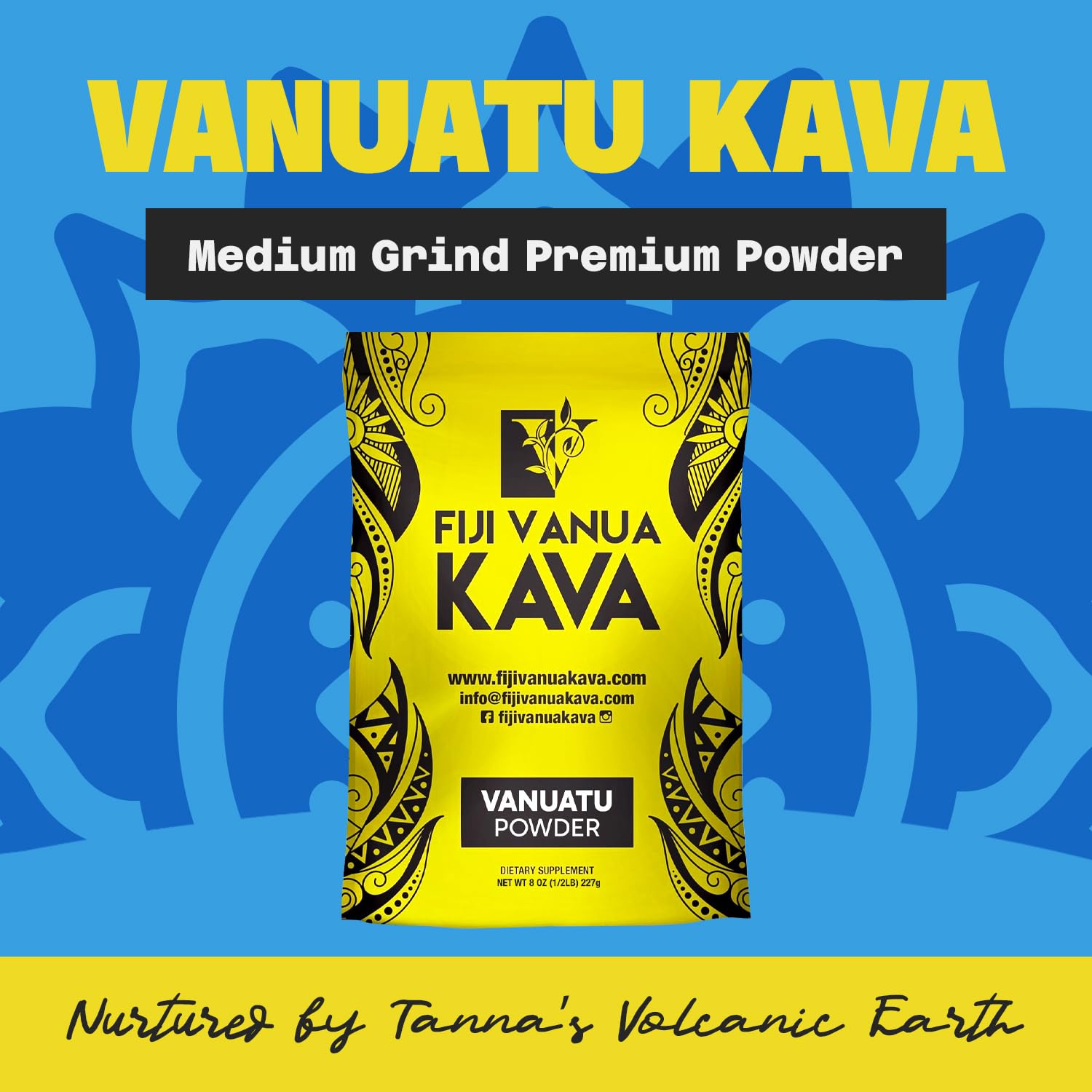 Fiji Vanua Kava packaging with kava powder