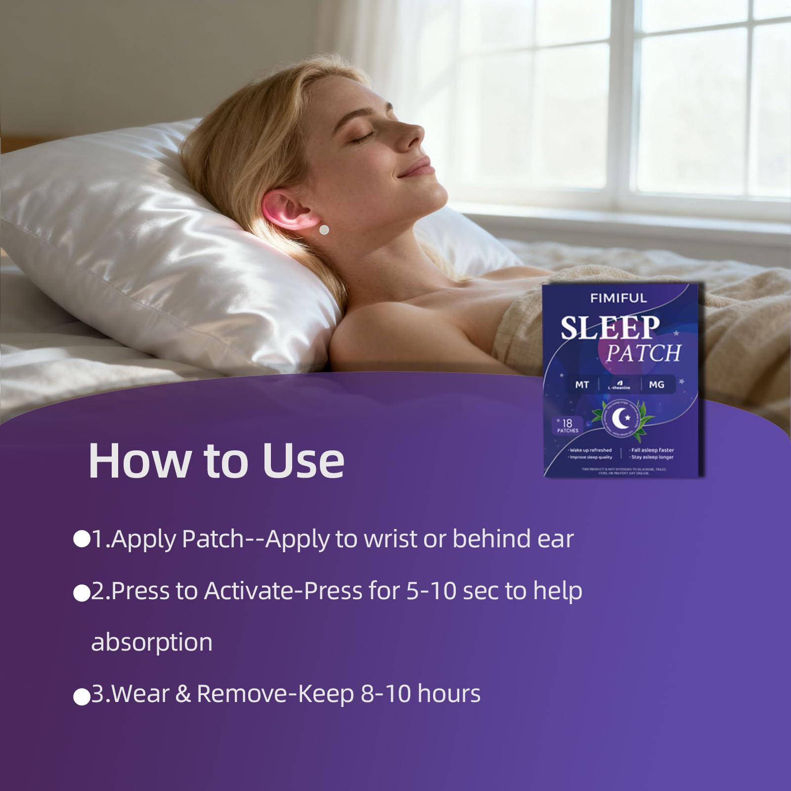 FIMIFUL Sleep Patches packaging on a bedside table
