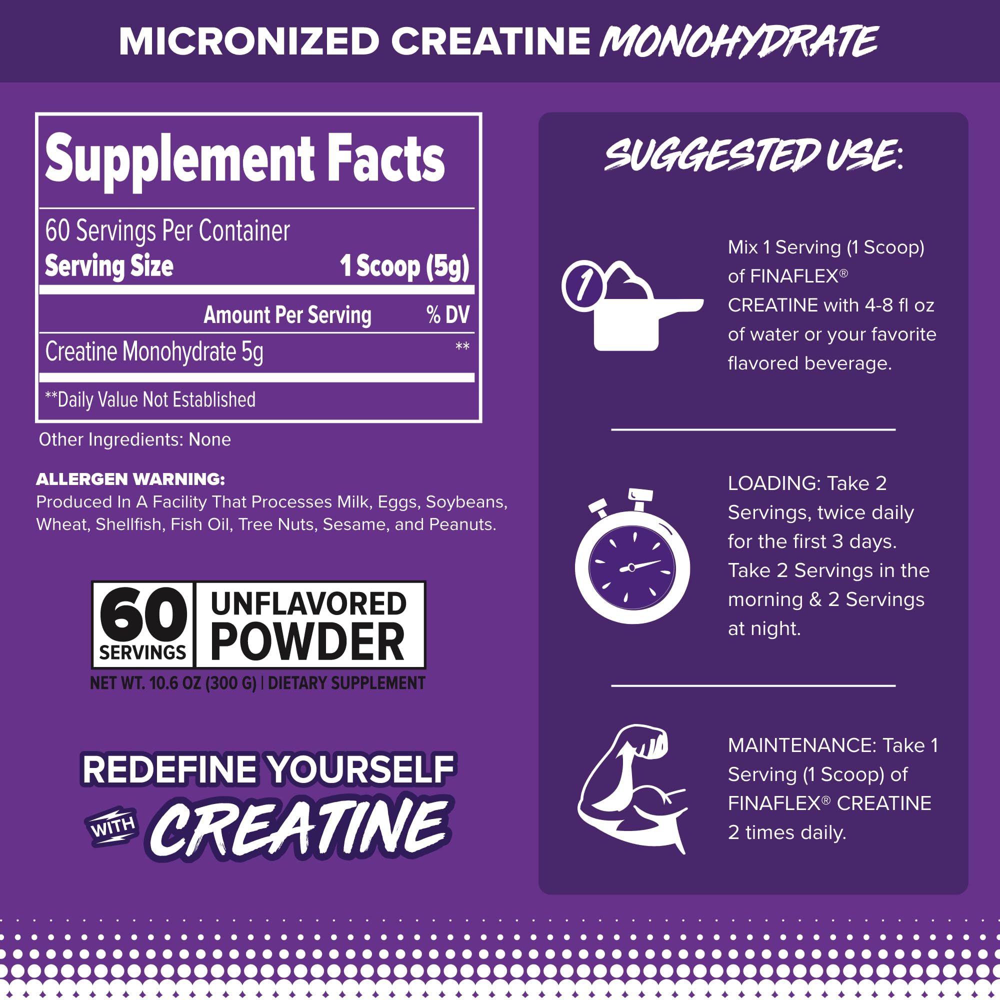 FINAFLEX Pure Creatine Monohydrate side view with label