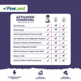 FineLand Activated Charcoal 780mg supplement bottle with label