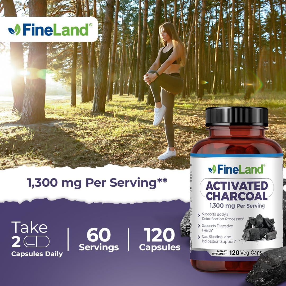 FineLand Activated Charcoal 780mg supplement packaging