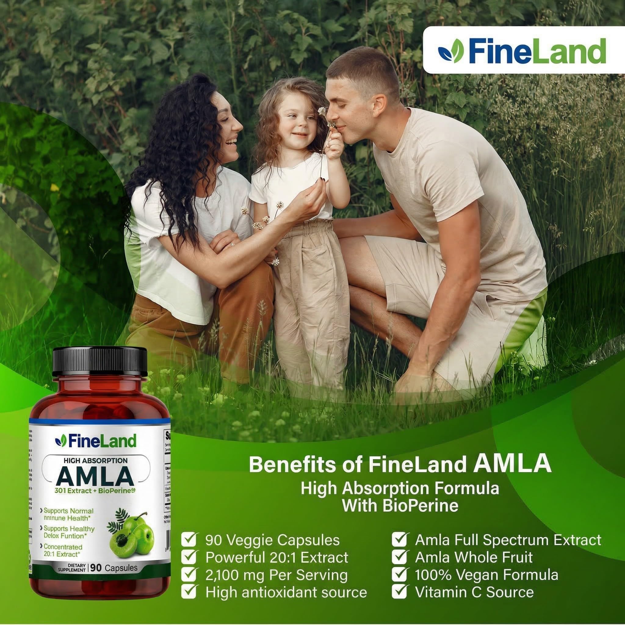 FineLand Amla Extract 20:1 back view of packaging