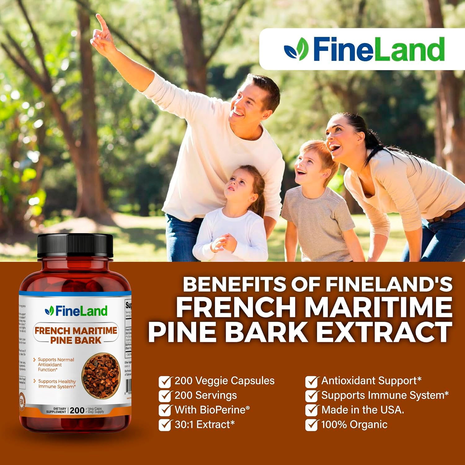 FineLand French Maritime Pine Bark Extract 450mg capsule close-up