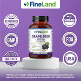 FineLand Grape Seed Extract capsule on a wooden table
