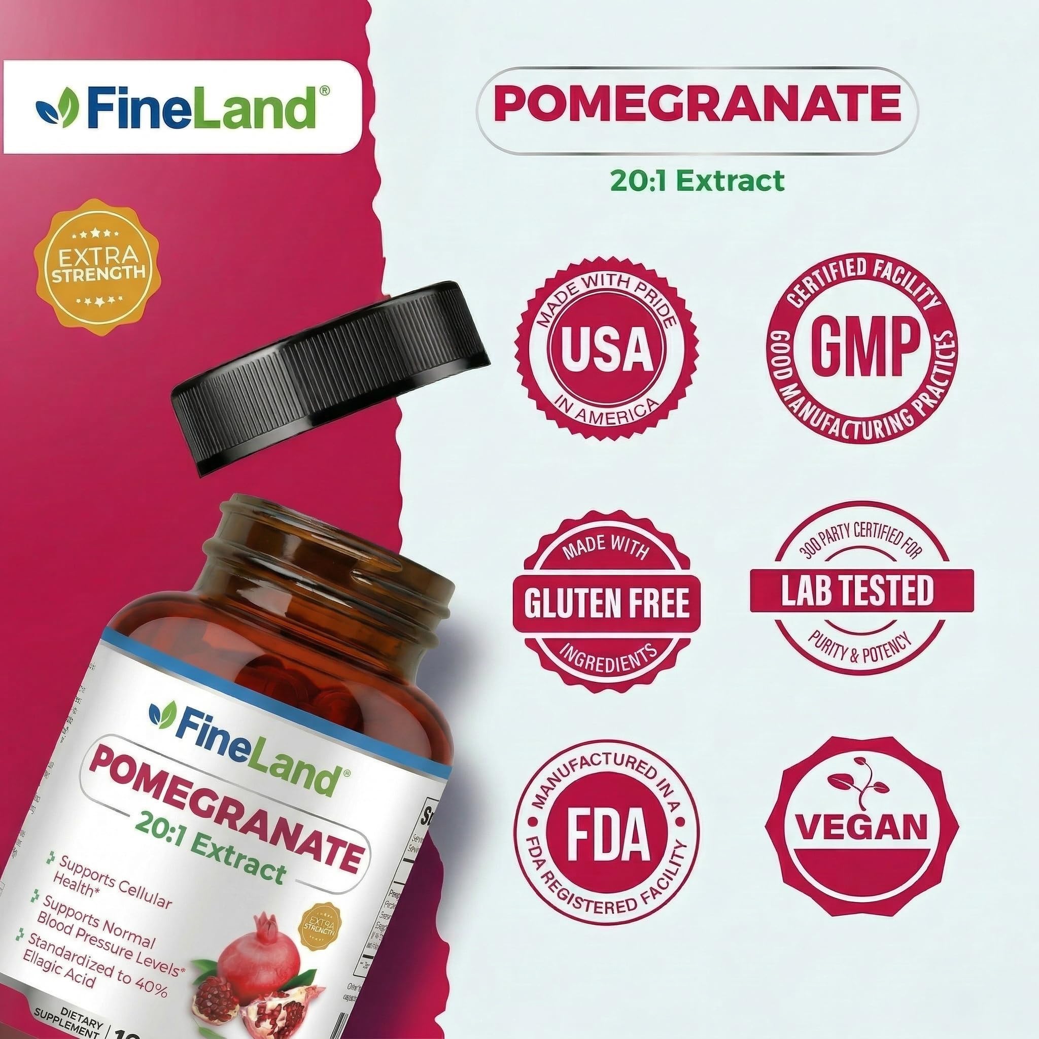 FineLand Pomegranate Extract bottle with measuring spoon