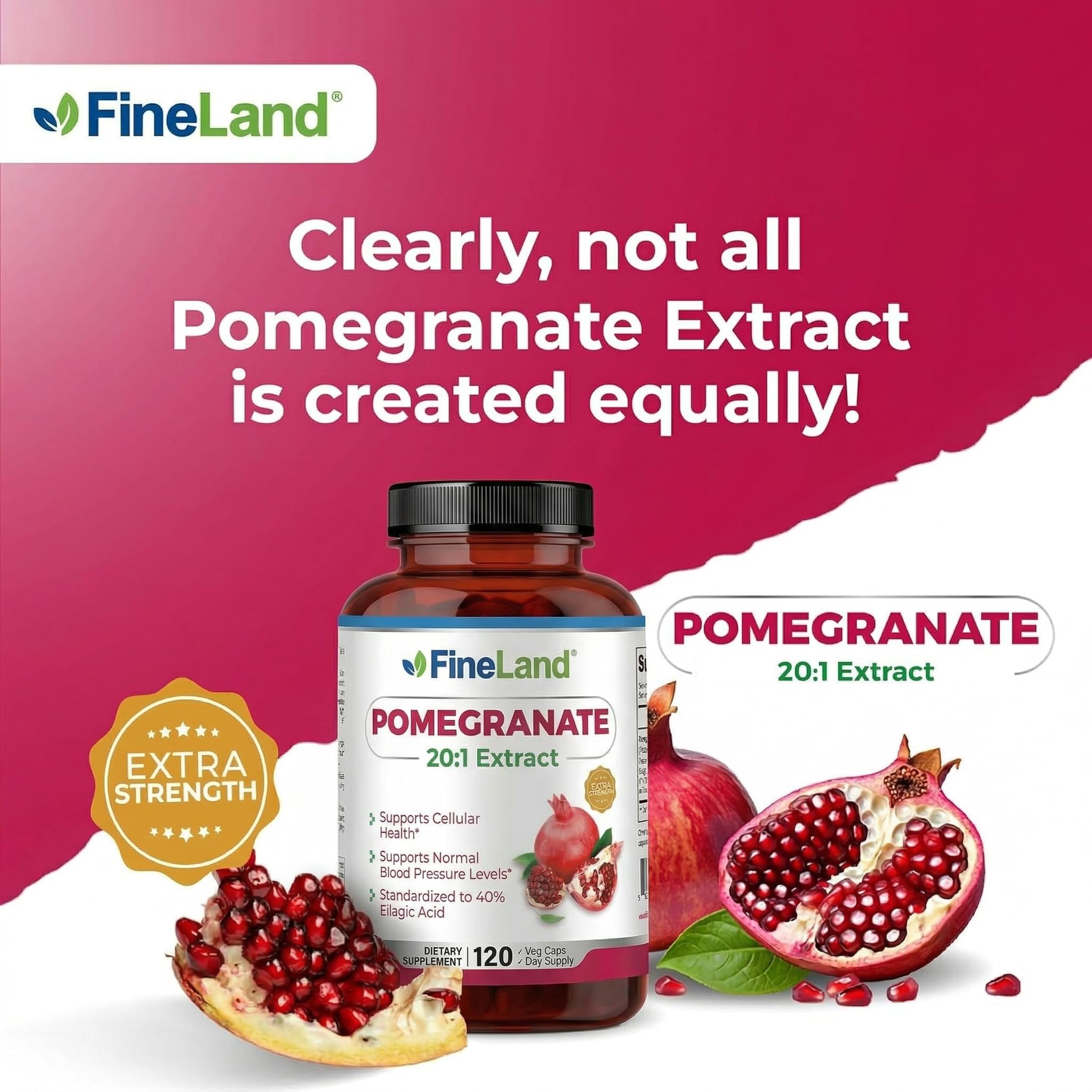 FineLand Pomegranate Extract capsules in a clear container