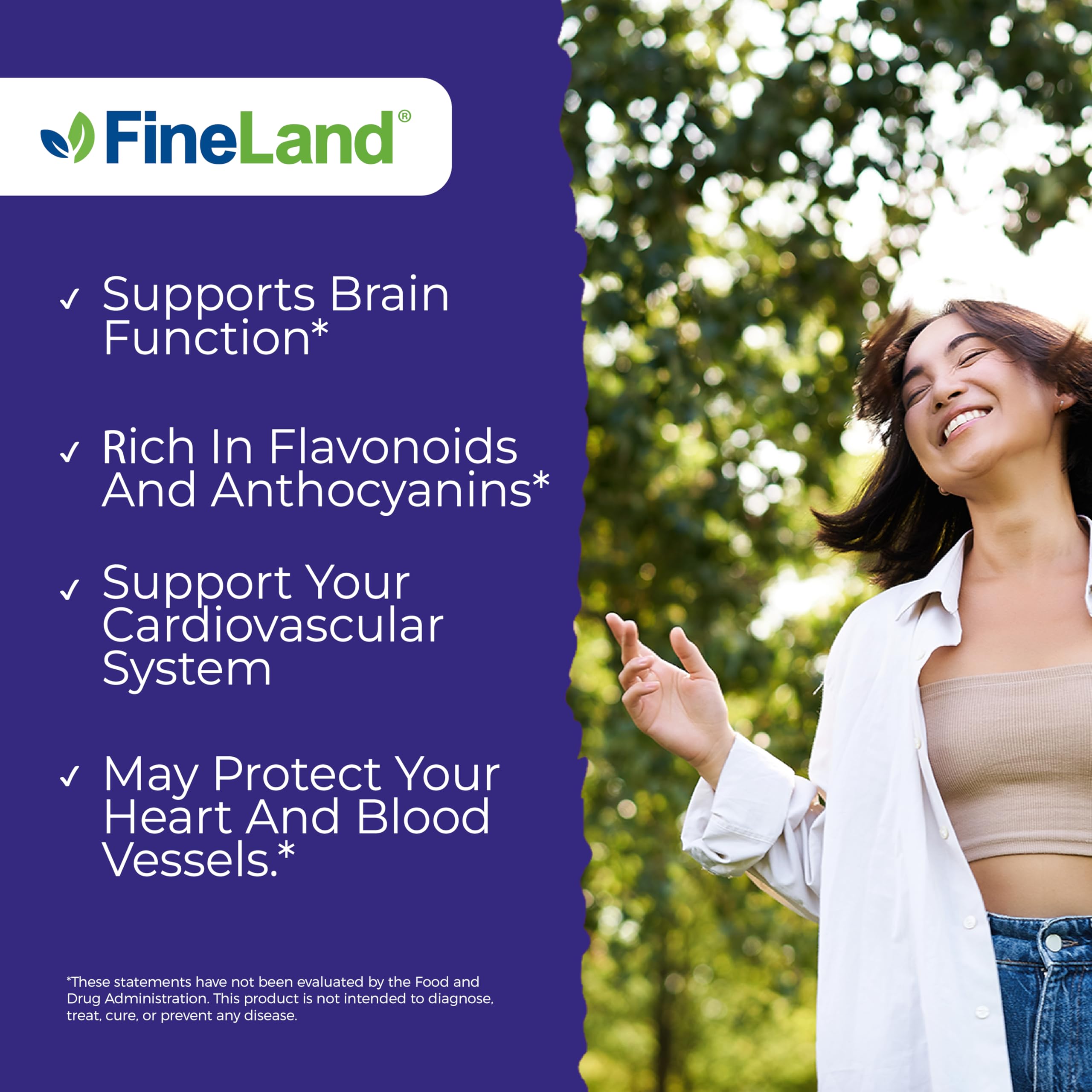 FineLand Wild Blueberry Extract Capsules side view