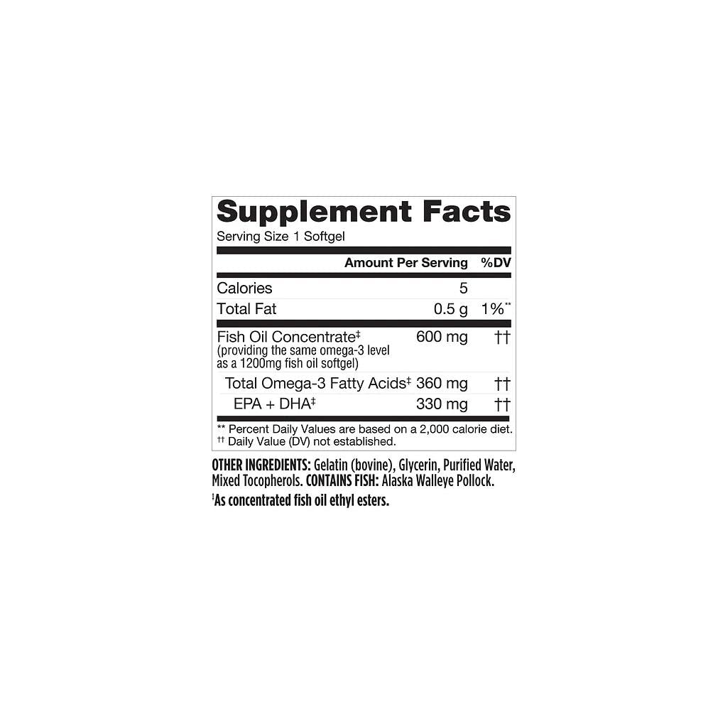Finest Nutrition Fish Oil Softgels 1200mg on a kitchen counter