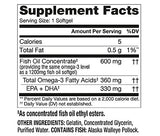 Finest Nutrition Fish Oil Softgels back view with ingredient list