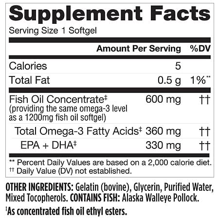 Finest Nutrition Half-The-Size Fish Oil 431g packaging details