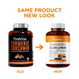 FineVine Organics Turmeric Curcumin 1500mg capsules close-up