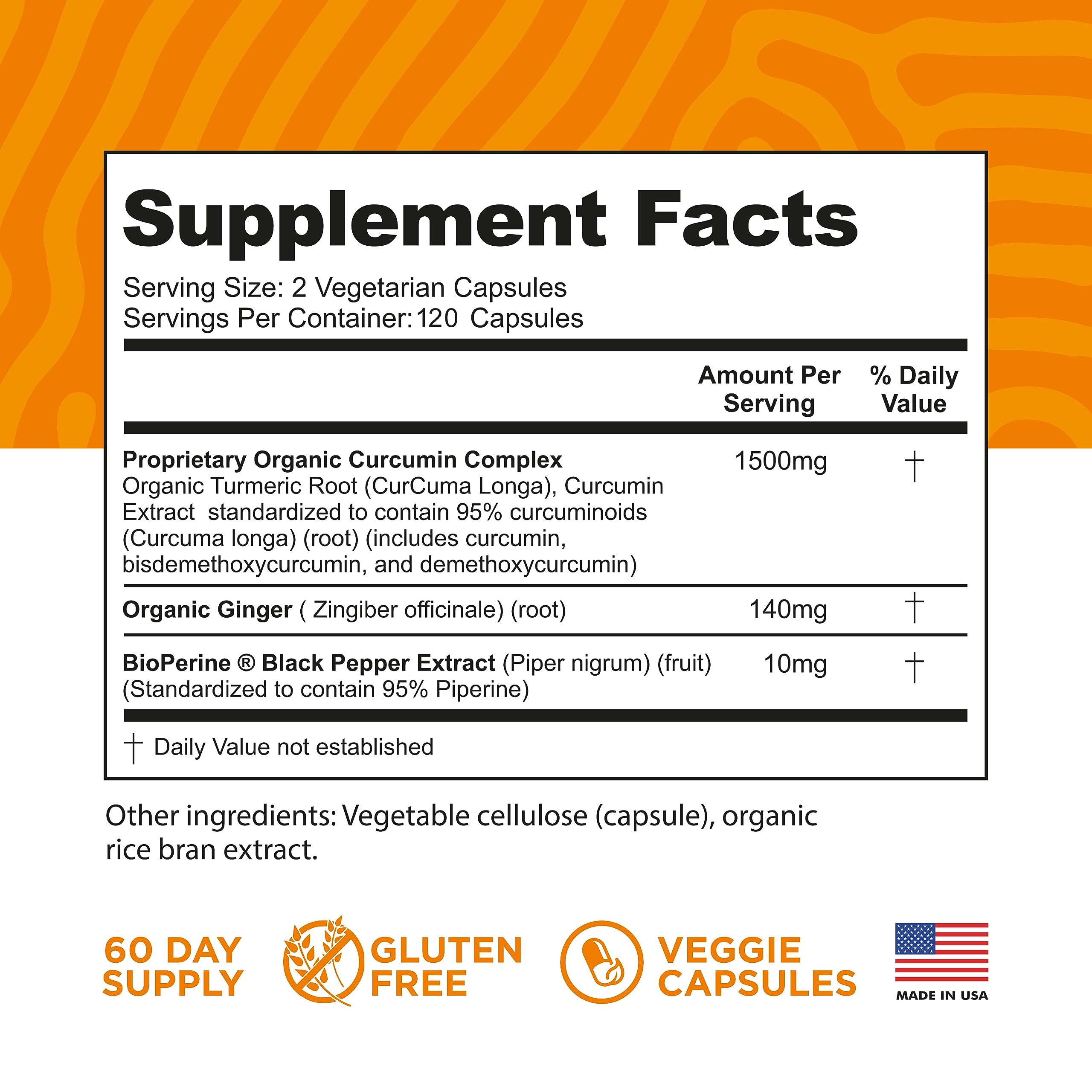 FineVine Organics Turmeric Curcumin 1500mg side view