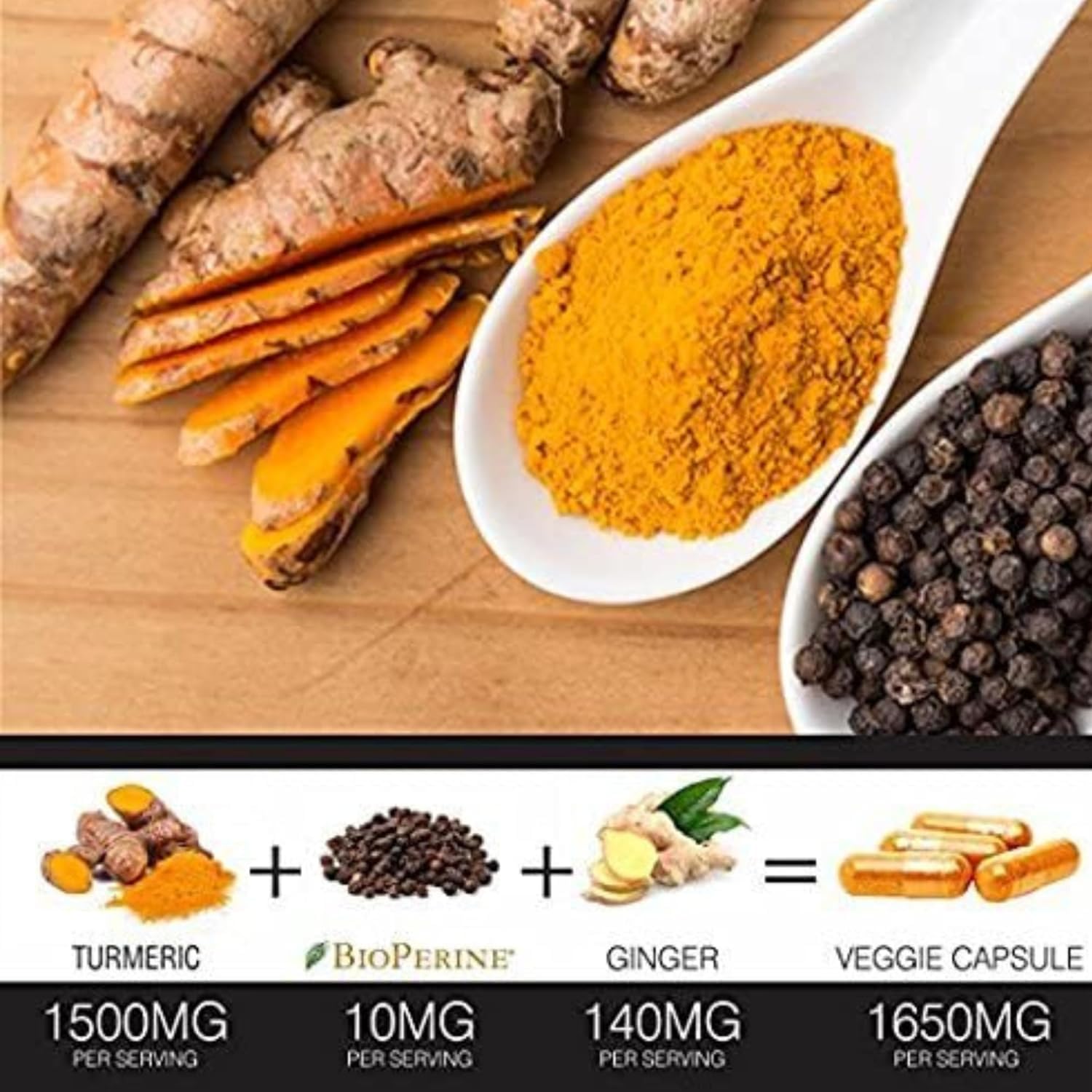 FineVine Organics Turmeric Curcumin supplement with a measuring spoon