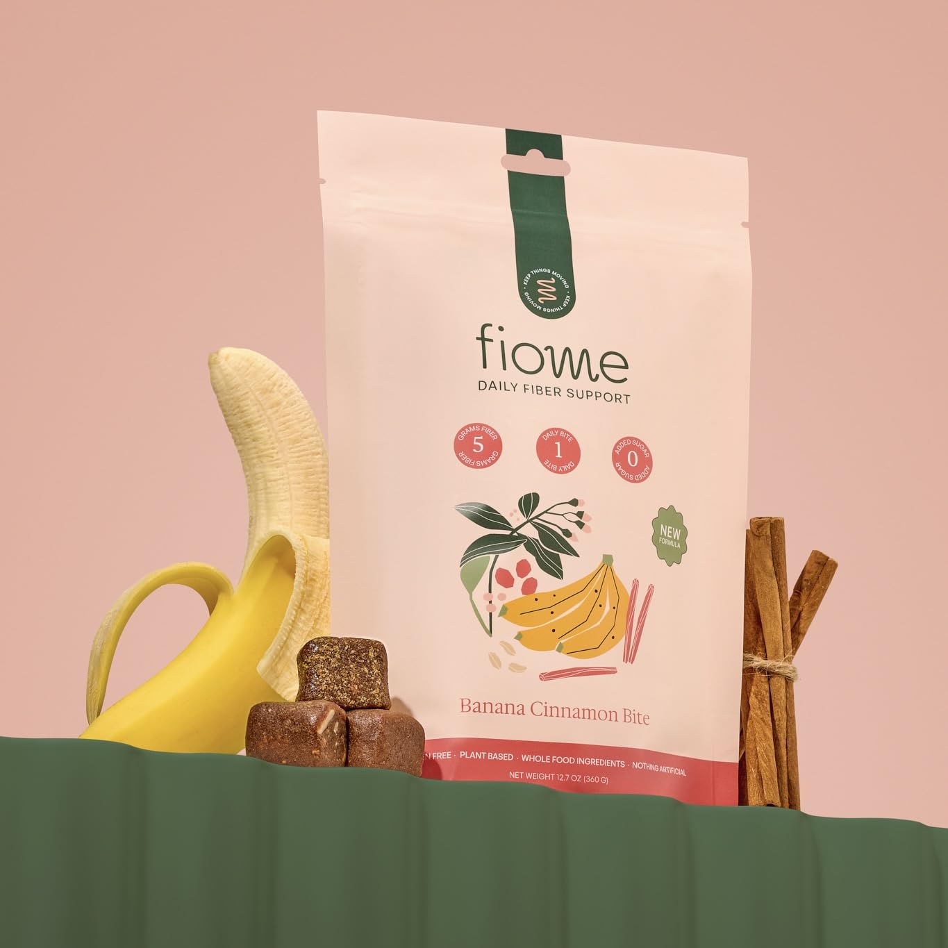 Fiome Dietary Fibre Supplement bites close-up