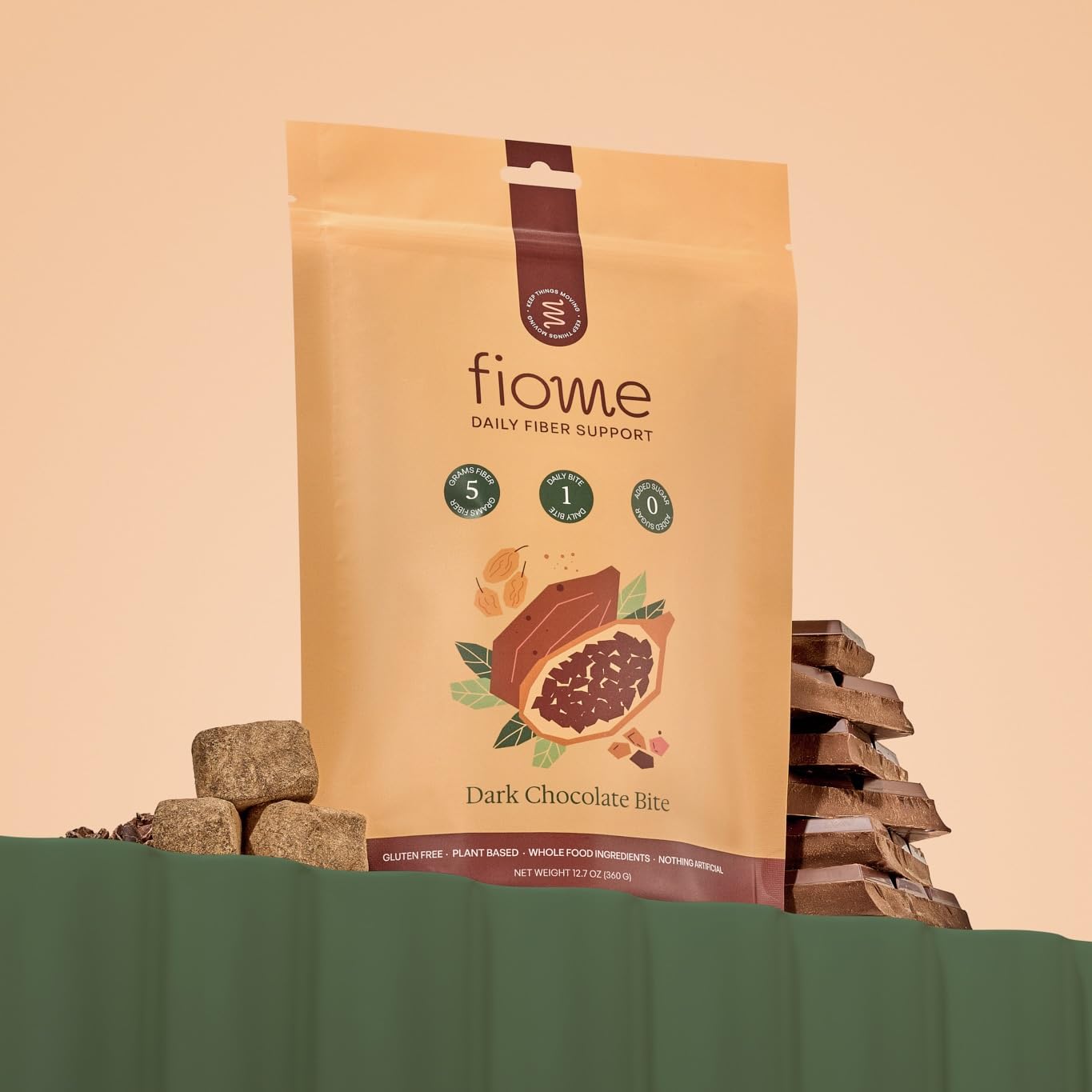 Fiome Dietary Fibre Supplement pouch back view with nutritional information