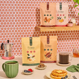 Fiome Dietary Fibre Supplement pouch on a kitchen counter