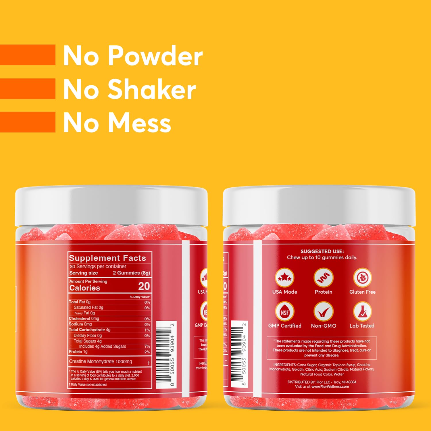 FIOR Creatine Gummy nutritional information label