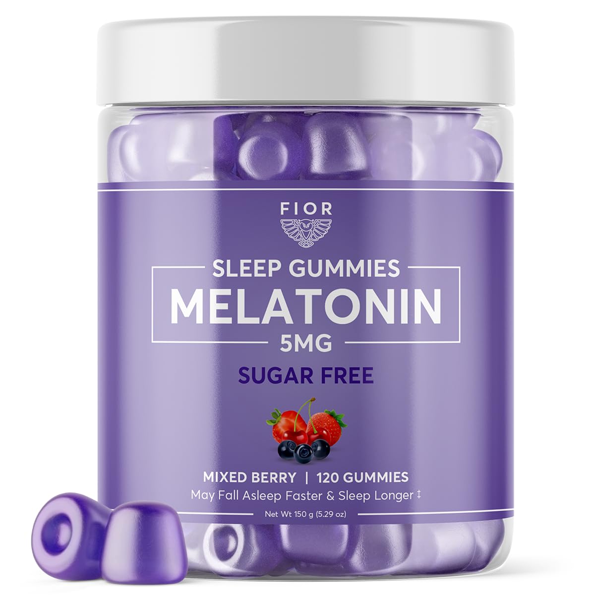 FIOR Sugar Free Sleep Aid Gummies front view with packaging
