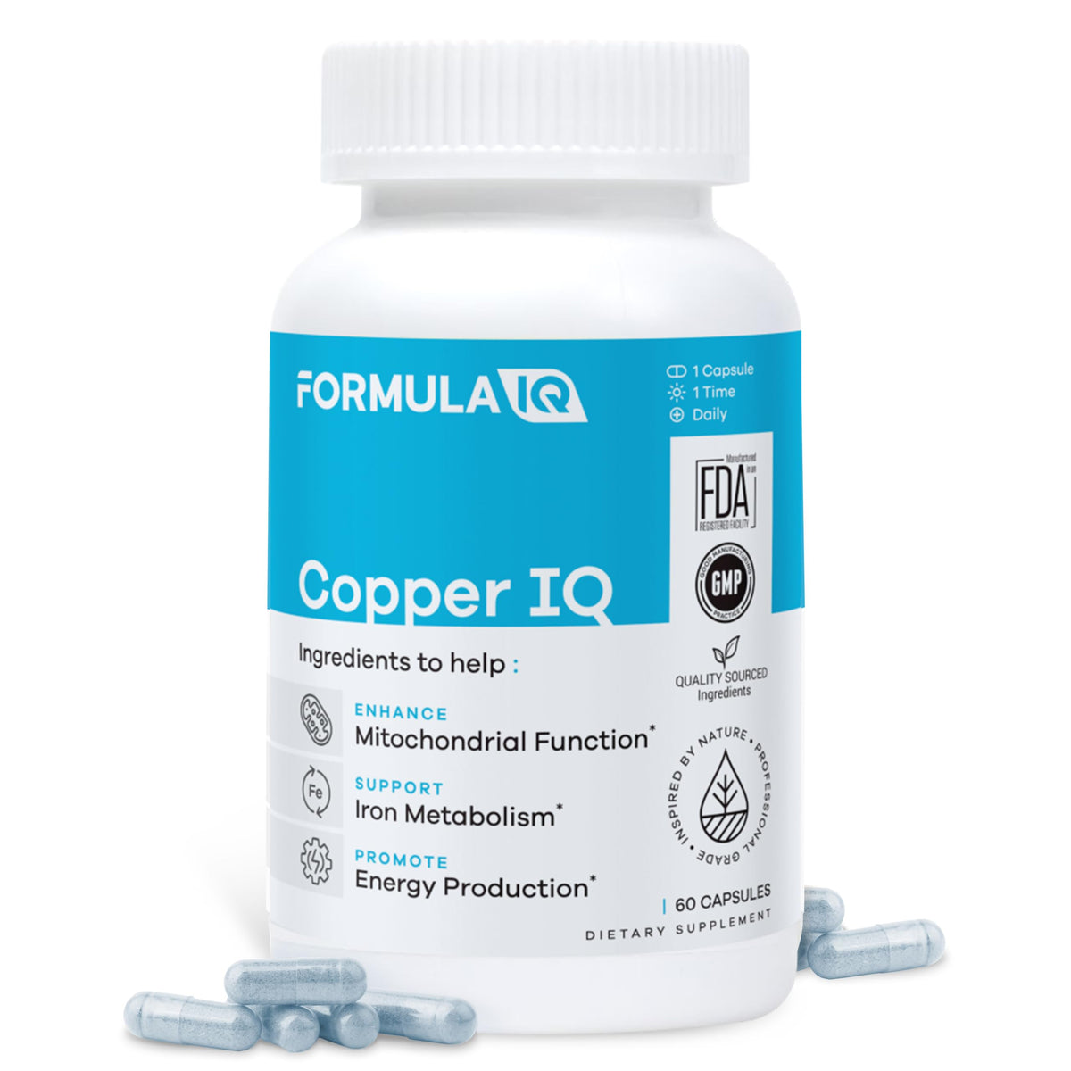 FIQ Copper IQ Supplement 60 Vegetable Capsules front view