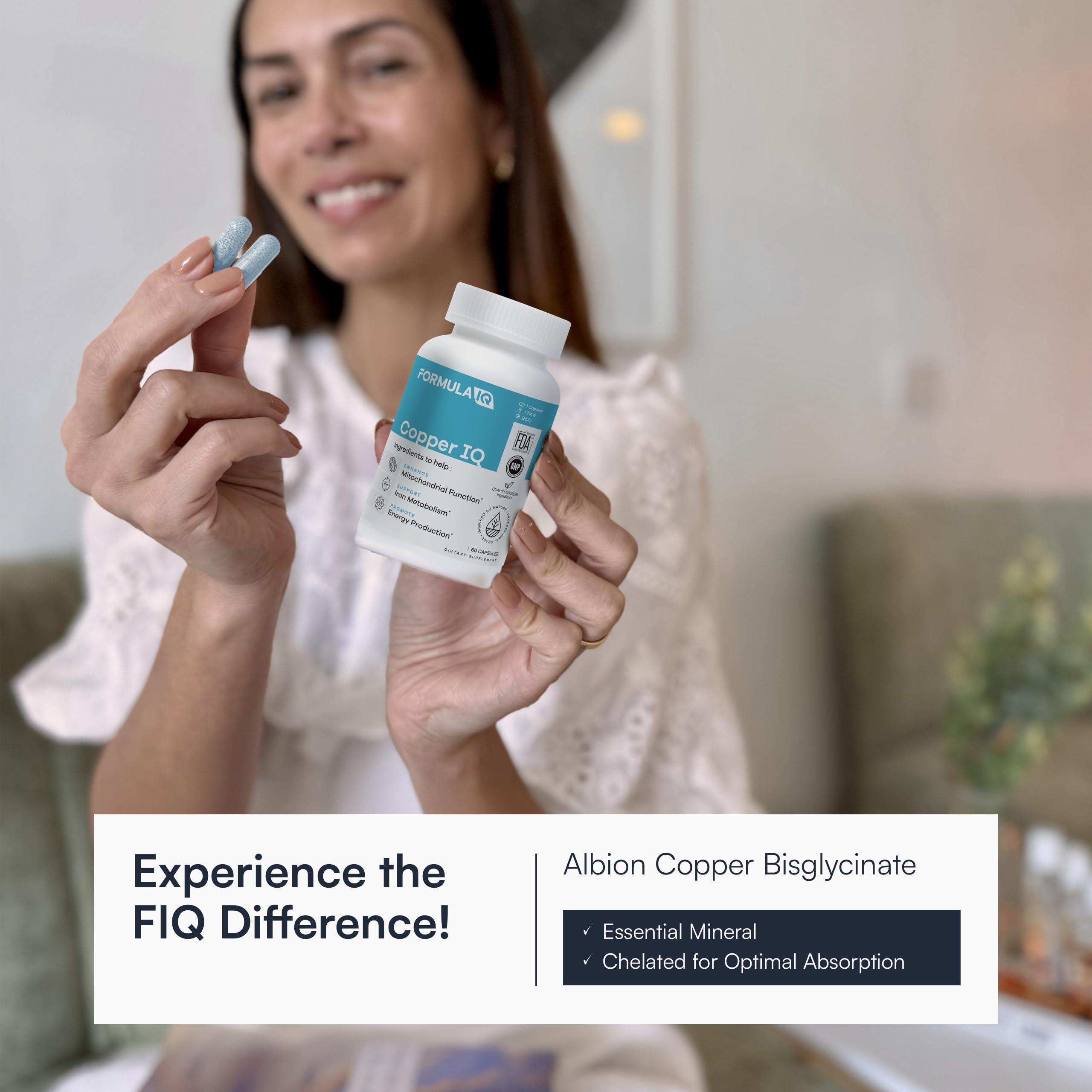 FIQ Copper IQ Supplement bottle with capsules
