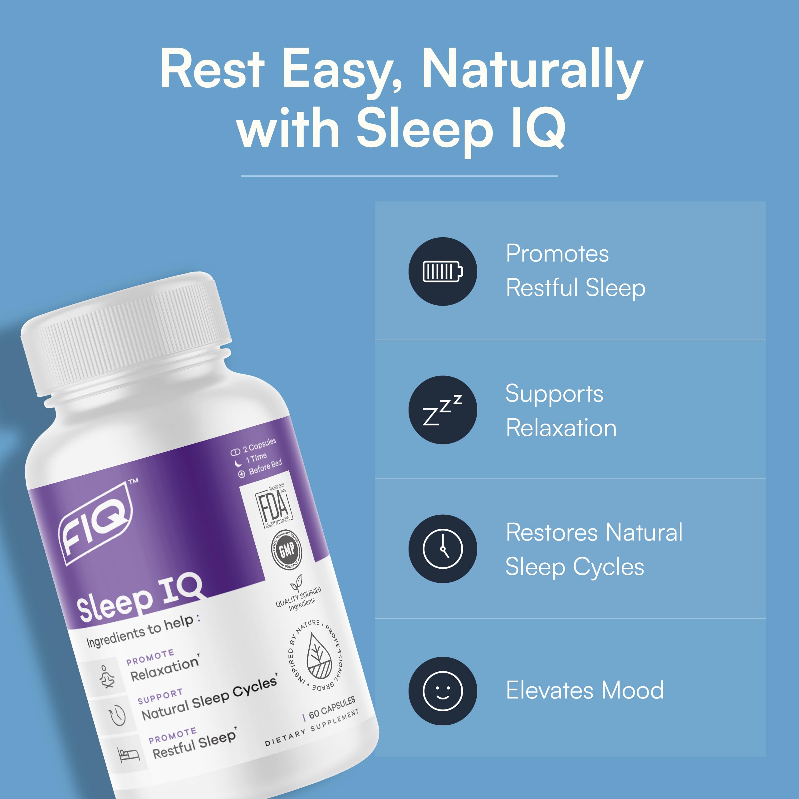 FIQ Sleep IQ Sleep Aid 60 Capsules back view