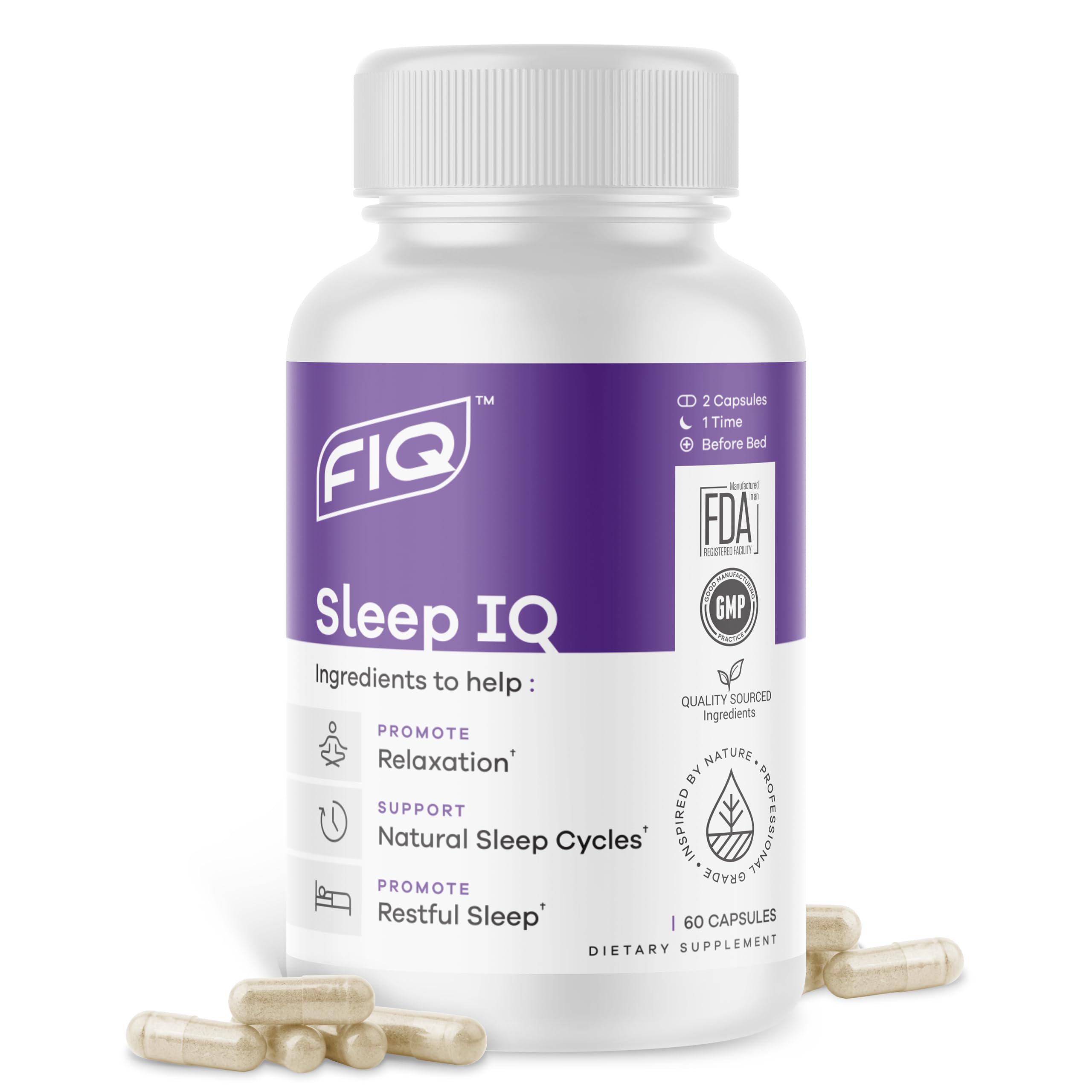 FIQ Sleep IQ Sleep Aid 60 Capsules front view