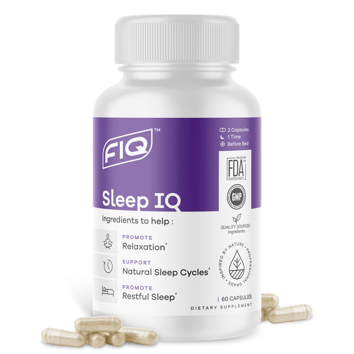 FIQ Sleep IQ Sleep Aid 60 Capsules front view