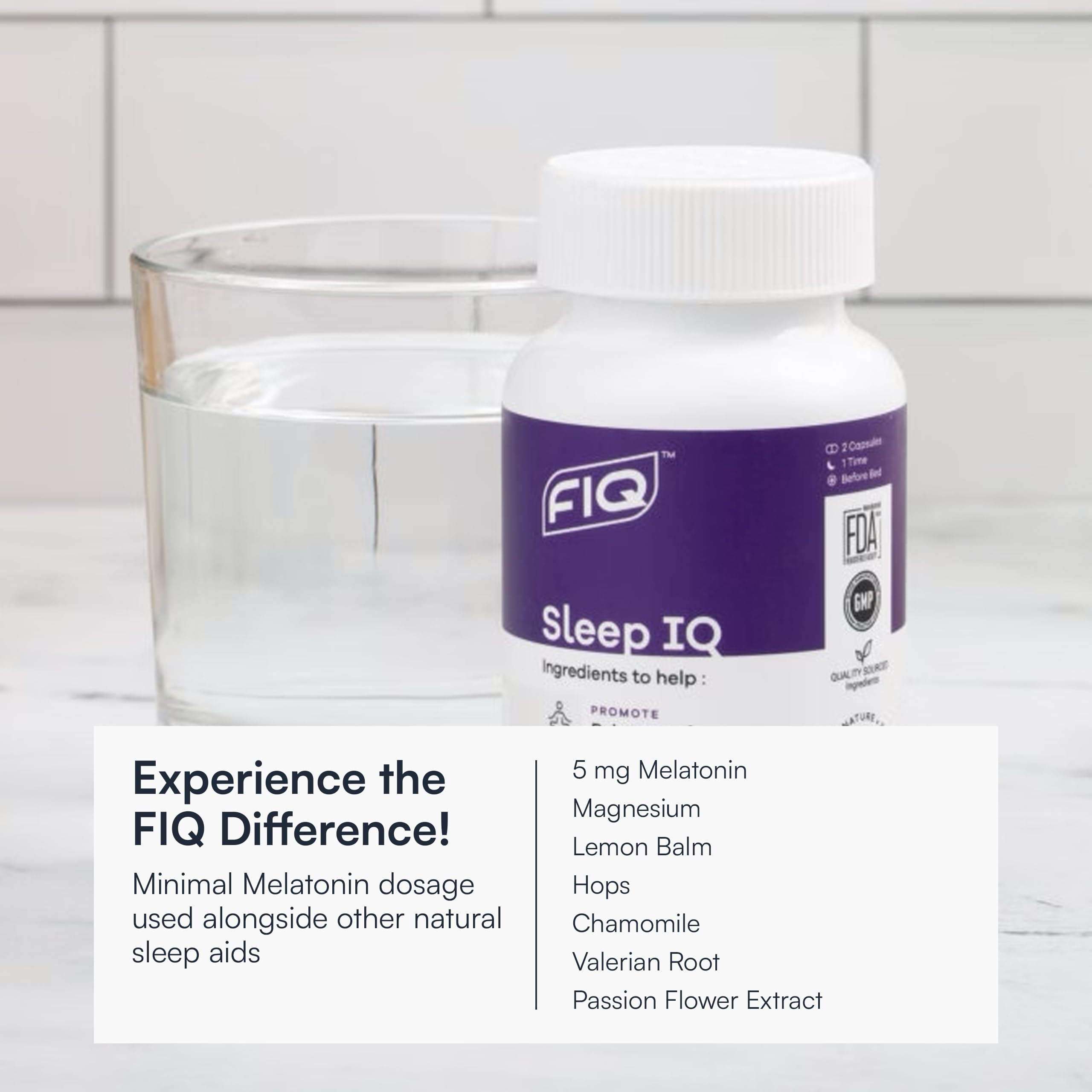FIQ Sleep IQ Sleep Aid 60 Capsules side view