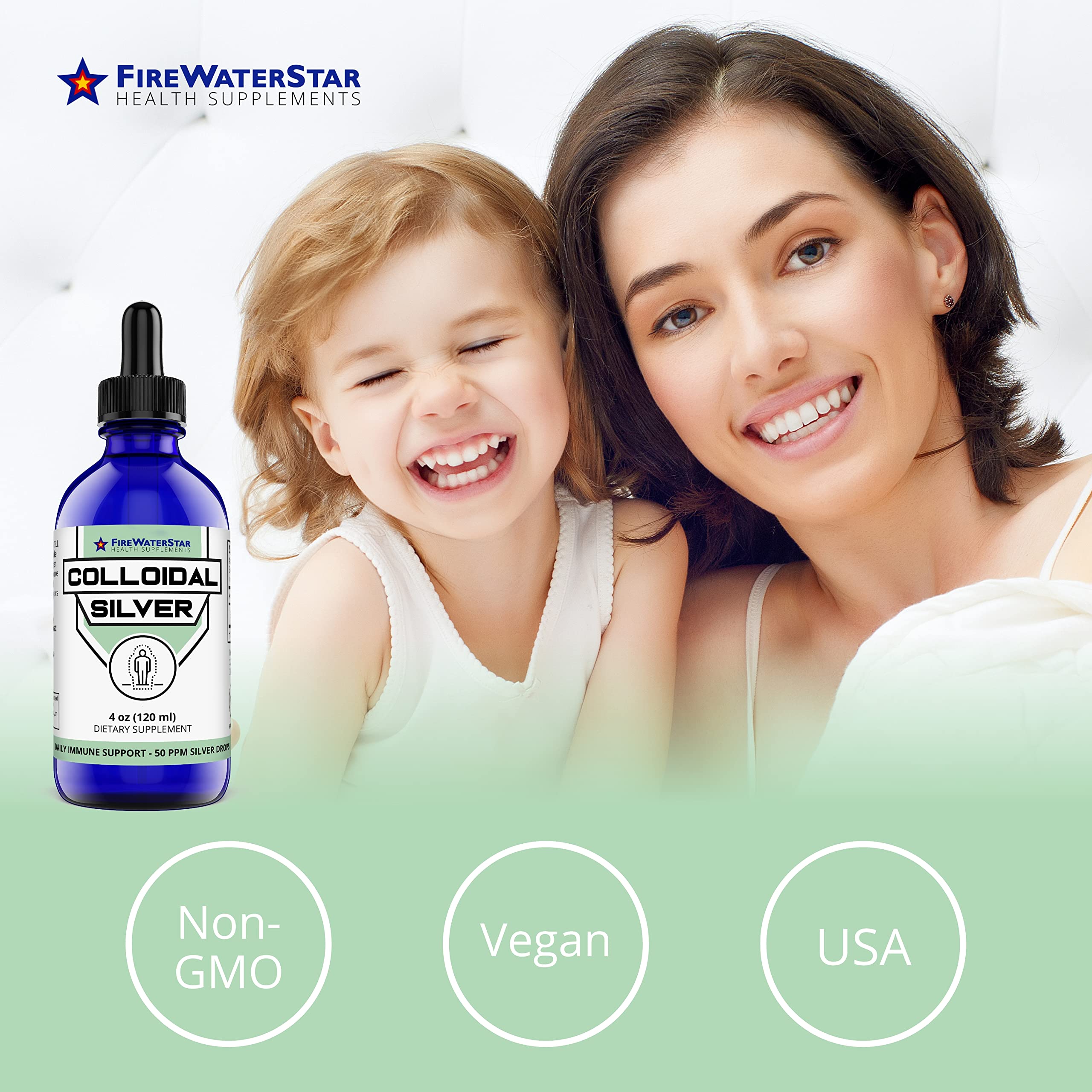 FIREWATERSTAR Colloidal Silver Liquid Drops 50 ppm packaging