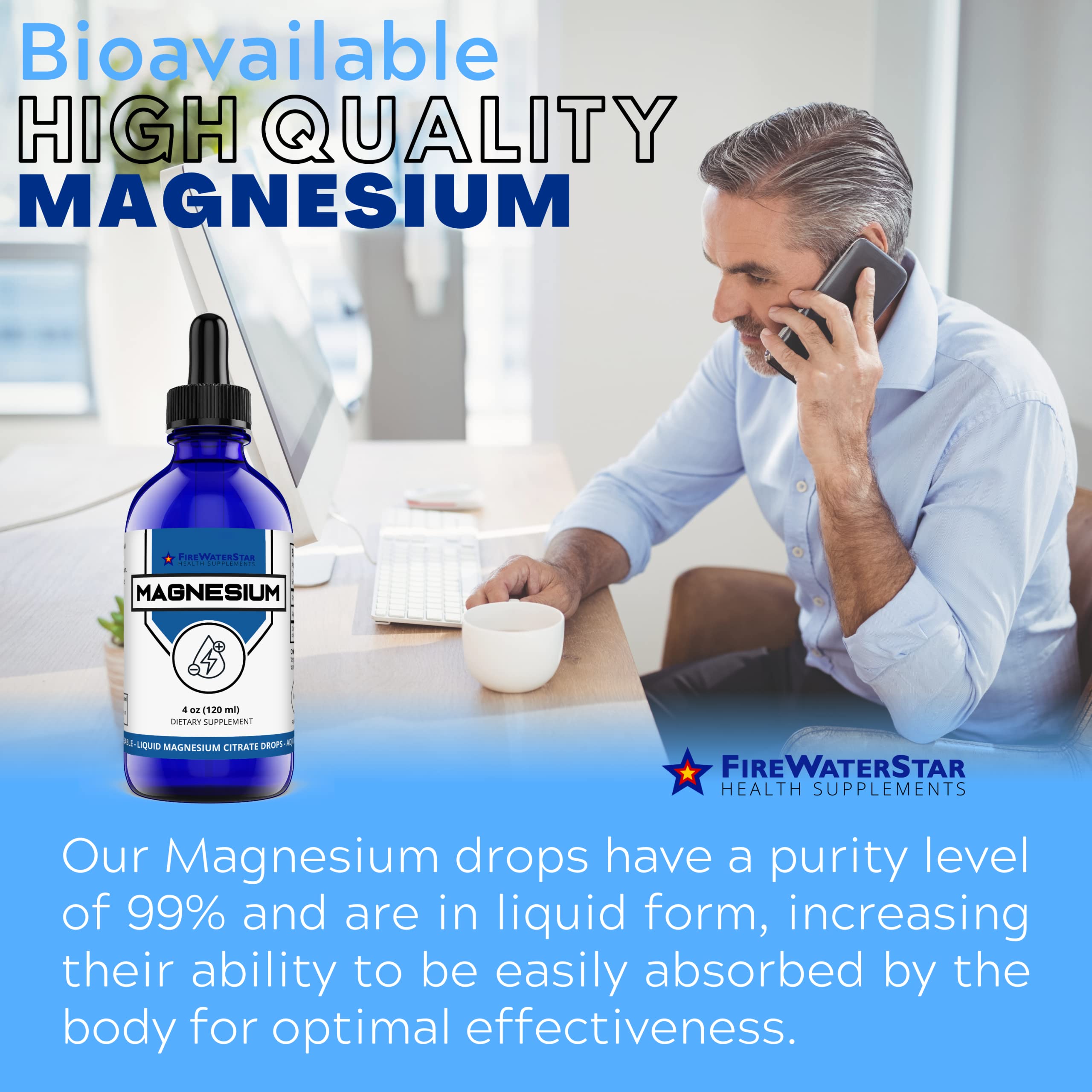 FIREWATERSTAR Liquid Magnesium Citrate 400mg side view