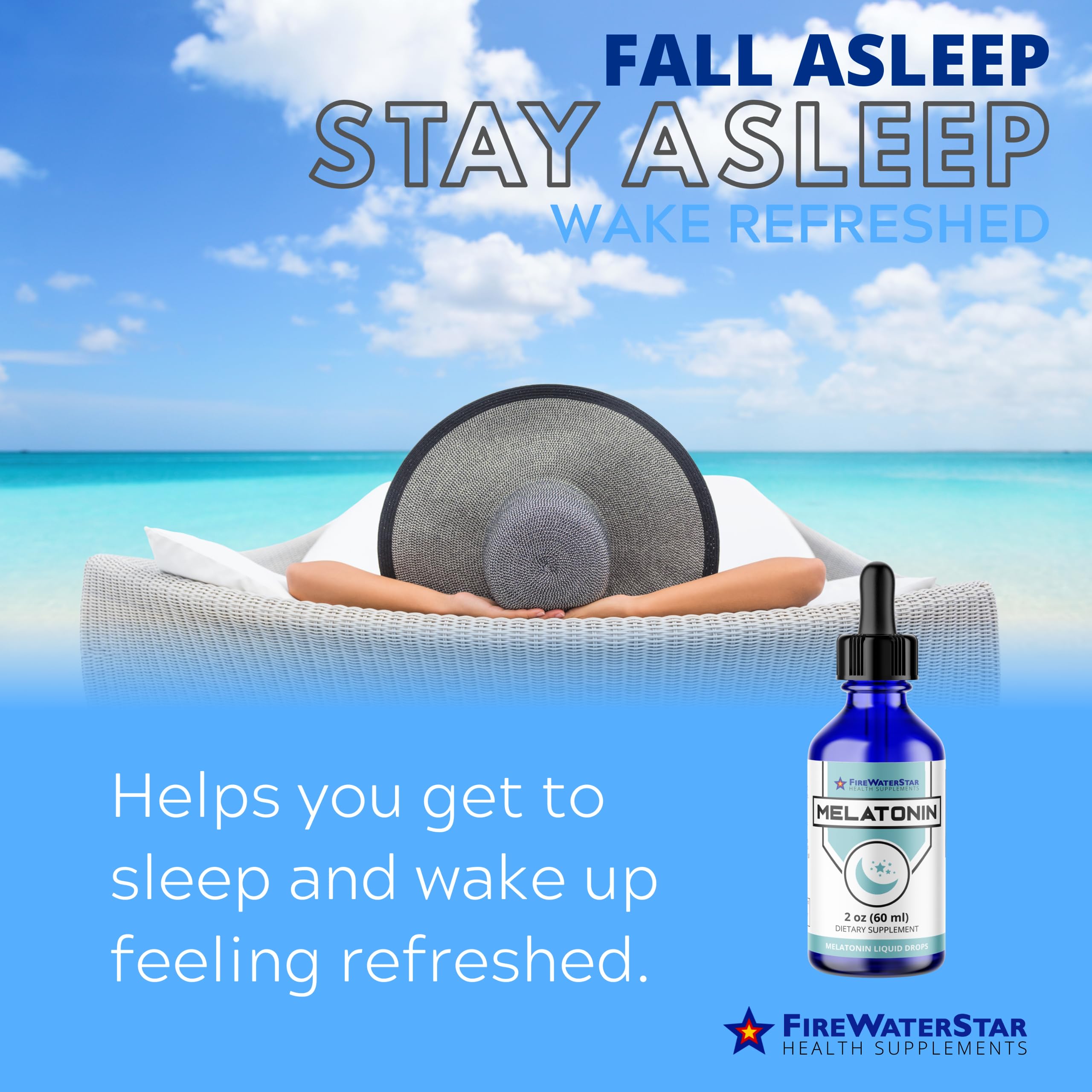 FIREWATERSTAR Liquid Melatonin Drops 2oz bottle with dropper