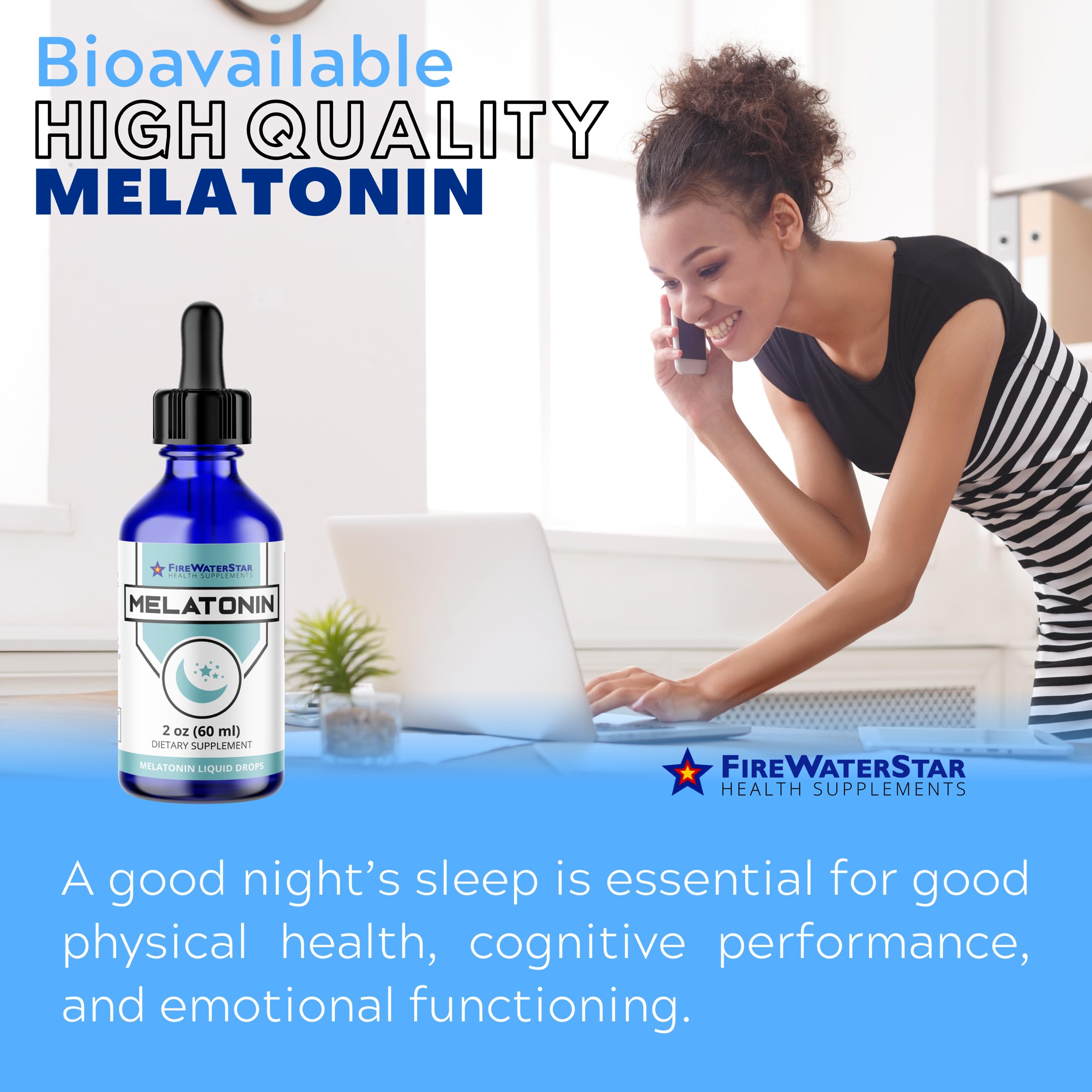 FIREWATERSTAR Liquid Melatonin Drops 2oz side view