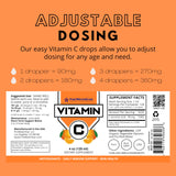 FIREWATERSTAR Liquid Vitamin C Drops back view showing nutritional info