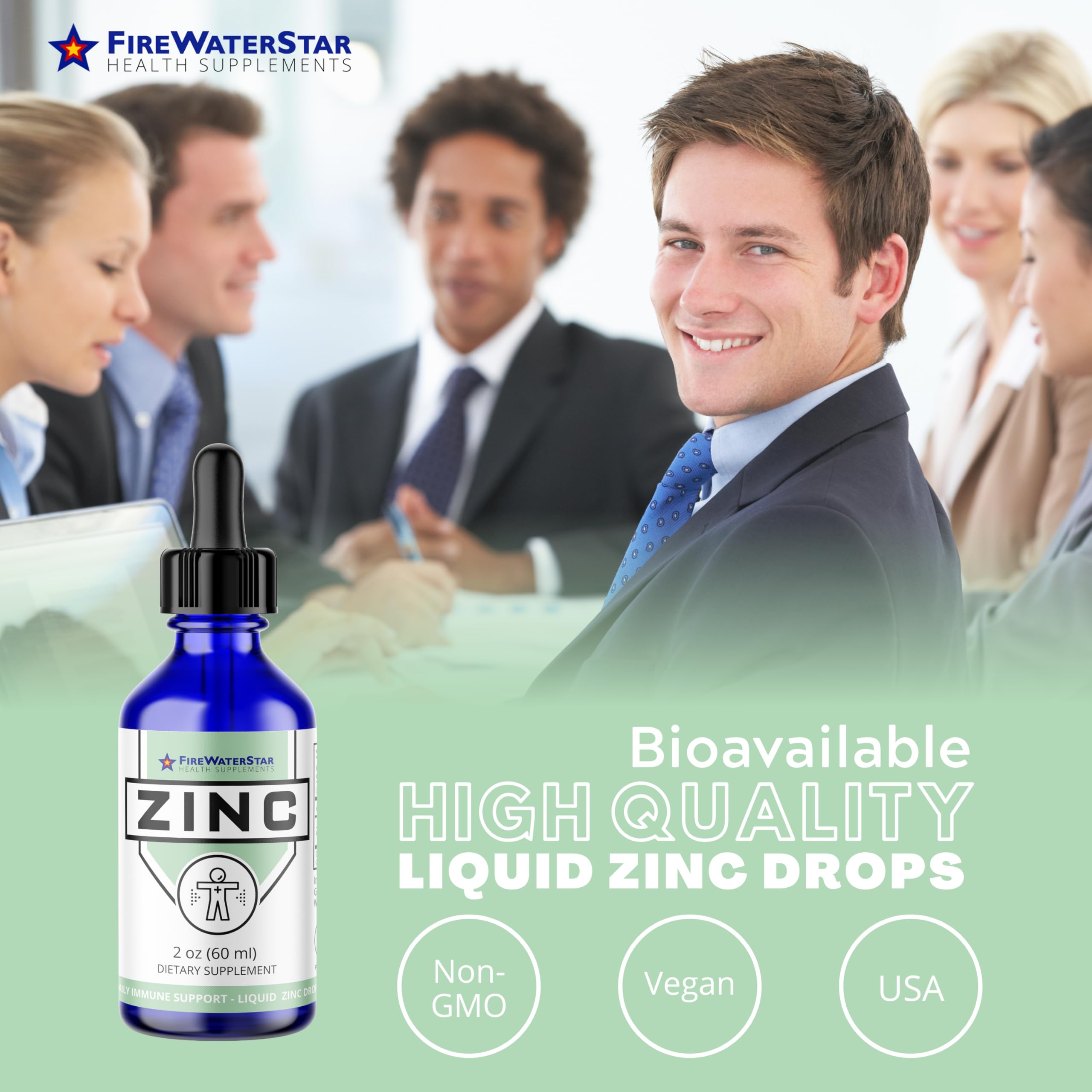 FIREWATERSTAR Liquid Zinc Supplement with measuring dropper